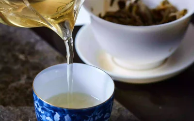 Traditional Himalayan green tea brewing ritual in progress